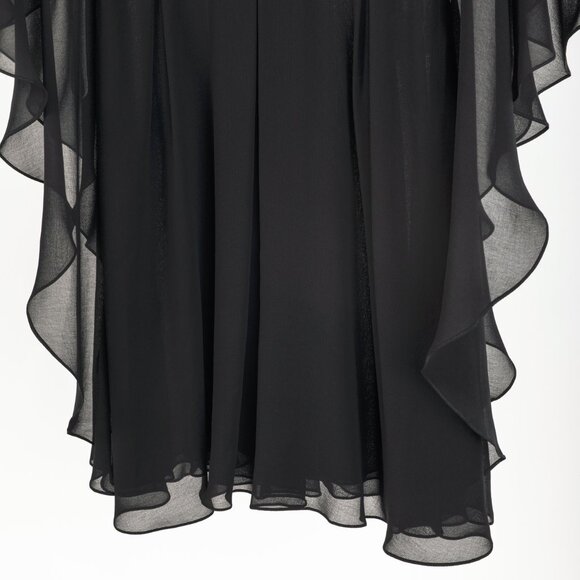 Versace Collection Black Crepe Rhinestone-Waist Cape Mini Dress - Picture 6 of 12